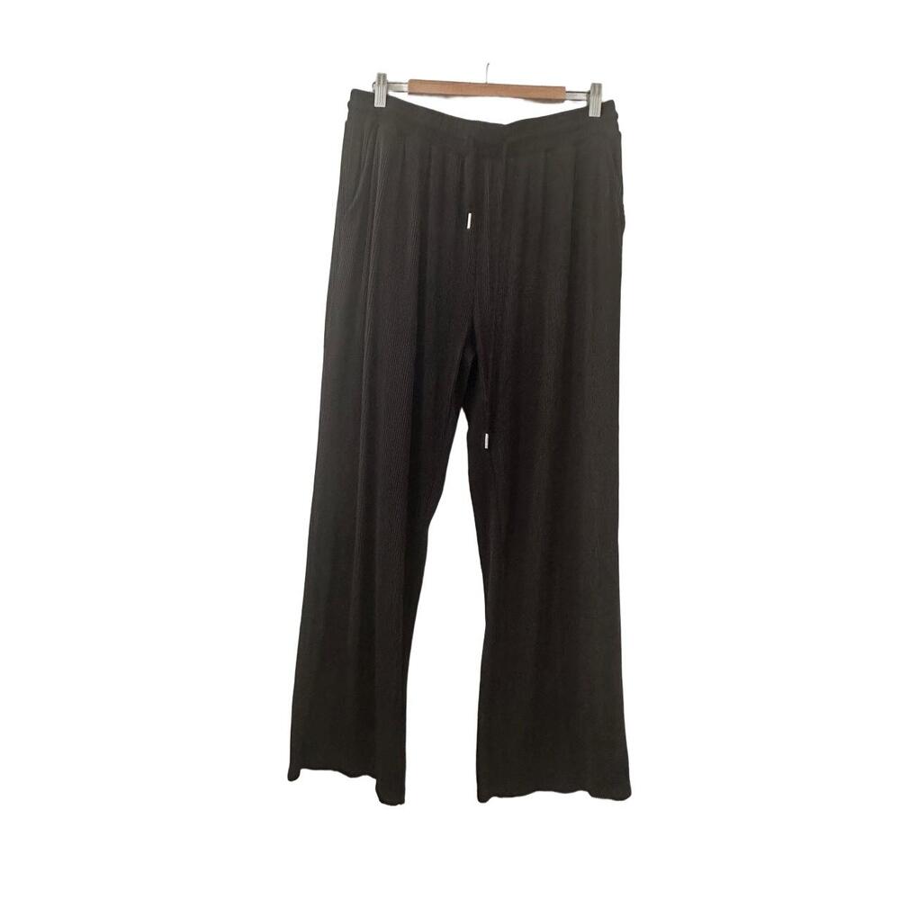 Coofandy Pants Womens Size XL Black Wideleg Ribbed Drawstring Waist Back Pockets - Picture 9 of 15
